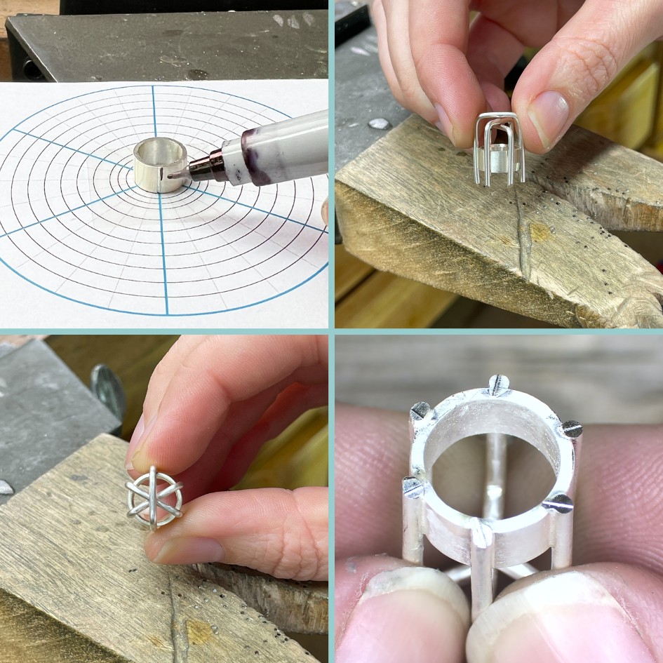 Laying out prongs for prong setting