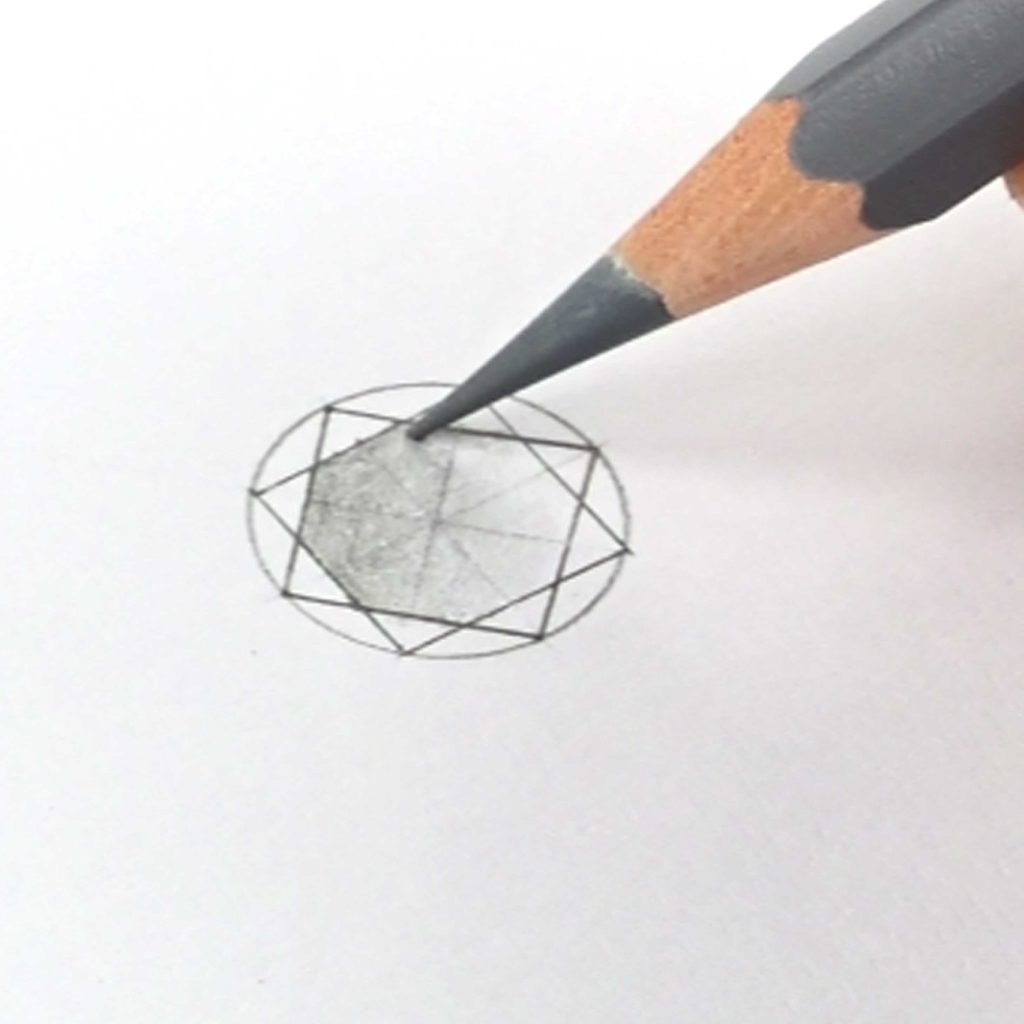 Jewellery design; rendering diamonds with coloured pencils