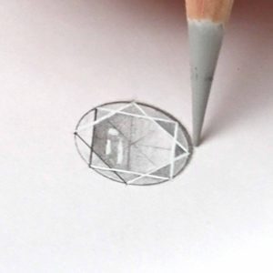 Jewellery design; rendering diamonds with coloured pencils