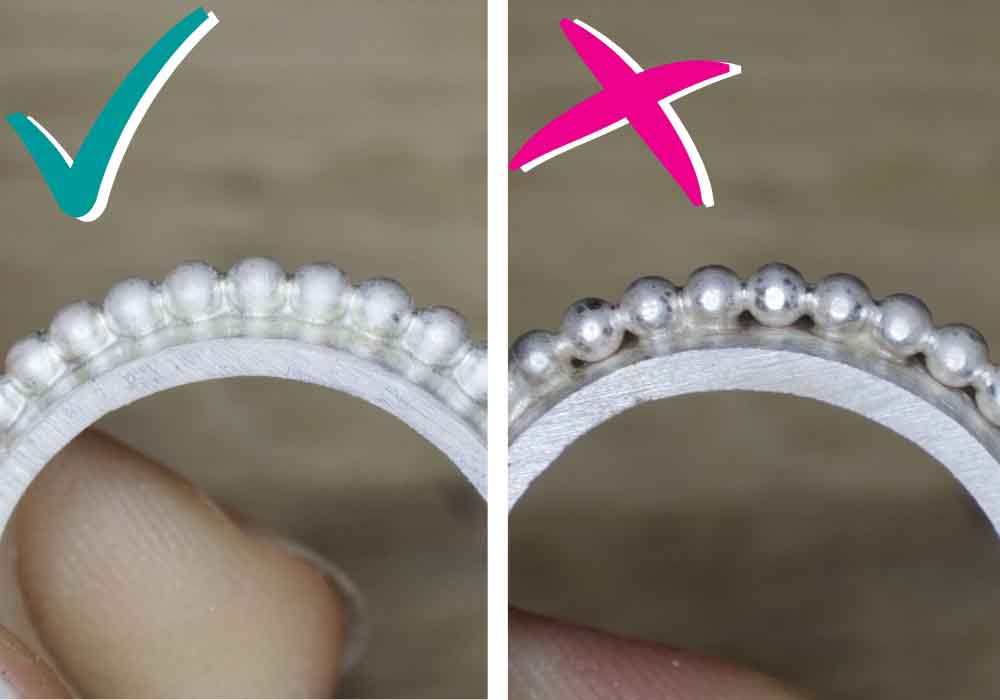 How do you solder beaded wire to a plain ring band without gaps